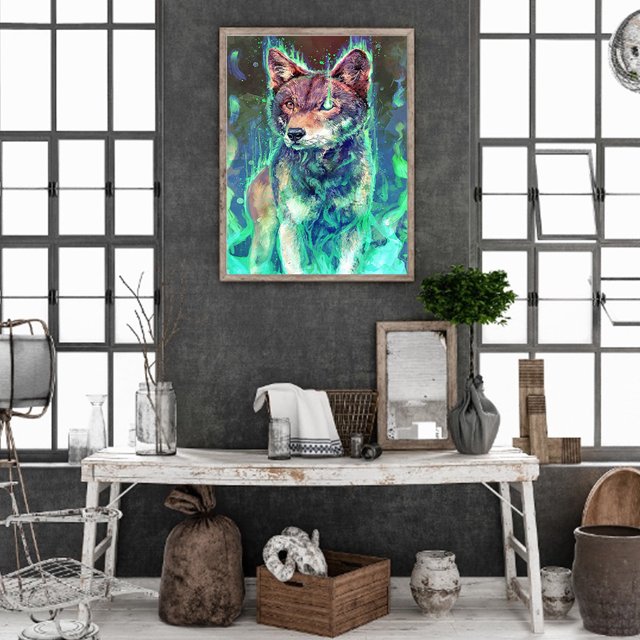 Cuadros Decorativos Diamante pintura 5D taladro redondo completo mosaico DIY lobo luminoso Kit arte decoración del hogar Ndcxsfigh Nuevos Originales