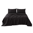 thumbnail image 5 of Sonive Hotel Collection Minimalist Bedding Set Full Size Black, 4 Pcs Lightweight Breathable Embroidered Sheets and Pillowcases All-Season, 5 of 8