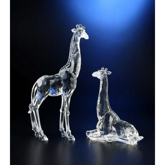 Set of 2 Clear Decorative Icy Giraffe Table Top Figures 15.5"