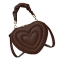 thumbnail image 2 of Bolso de hombro con forma de corazón de piel sintética con correa ajustable y elegante. Marrón, 2 of 9