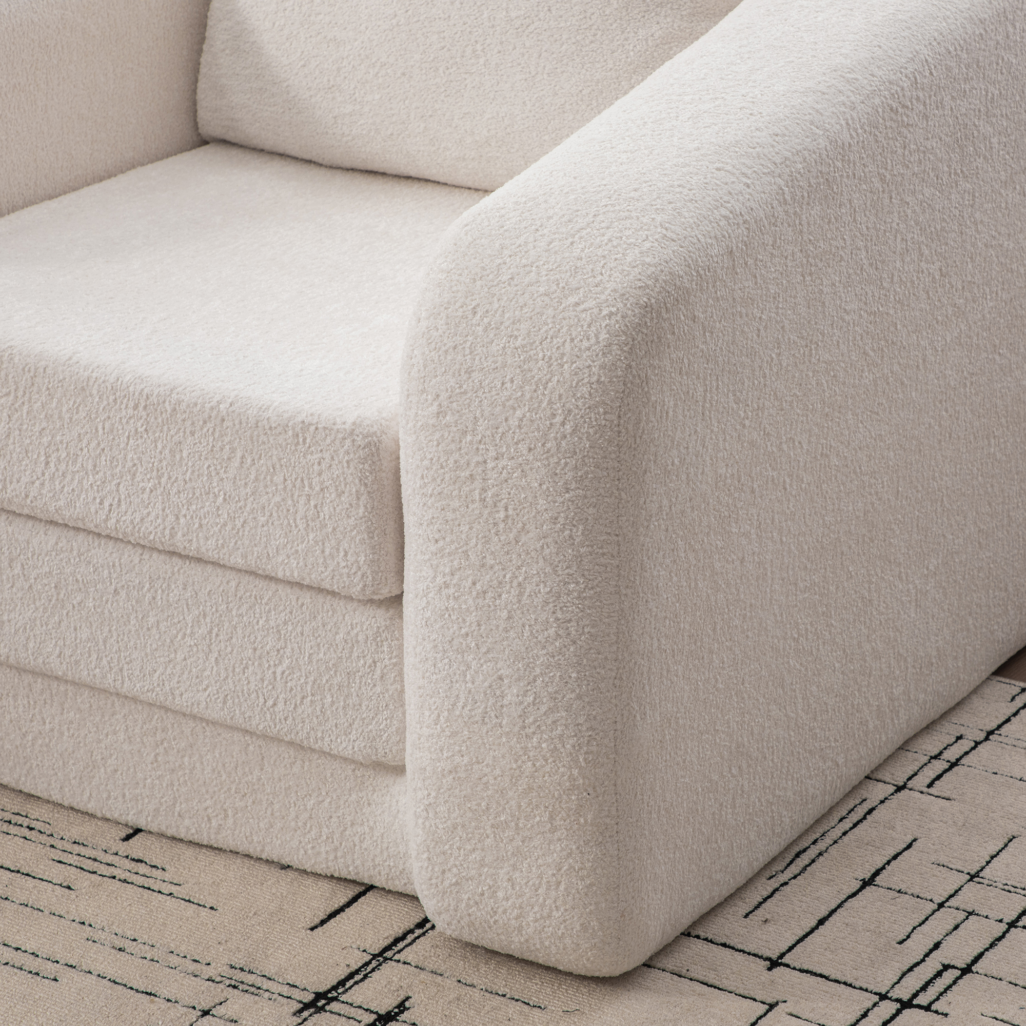 Modular Folding Sofa Chair,Convertible Floor Couch with Armrest & Backrest, Sleeper Lounge Accent Chair for Apartment Living Room Bedroom Dorm,Ivory White