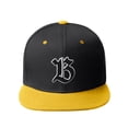 thumbnail image 2 of Daxton Classic Snapback Old English A to Z Numbers Initials Flat Bill Visor Cap-Black Gold Hat, Letter B, 2 of 3