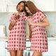 thumbnail image 4 of Fotbe Checkered Christmas With Snowflakes Bata de Dormir para Mujer con Estampado, Camisón de Algodón de Manga Corta, Ropa de Dormir Casual, 4 of 6