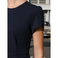 thumbnail image 4 of DARING DIVA Knee Length Pencil Petal Short Sleeve Sheath Dress S Navy Blue, 4 of 6