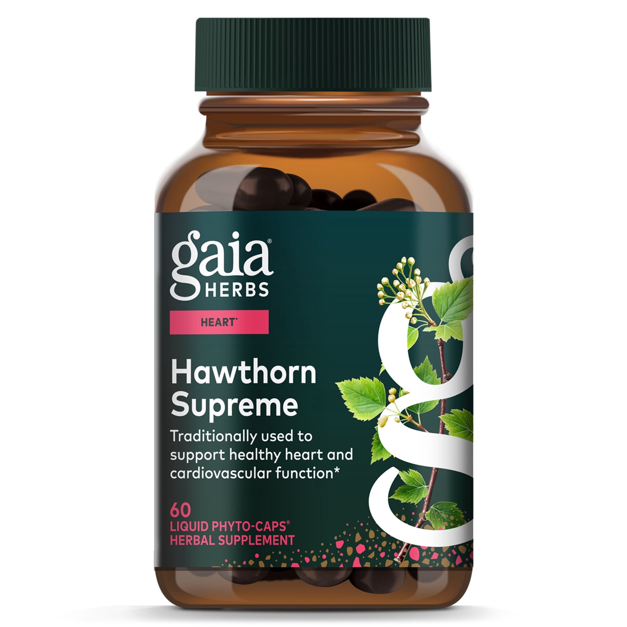 Gaia Herbs Hawthorn Supreme - Hawthorn Berry Supplement - With Herbs Traditionally Used to Support Heart Health* - 60 Vegan Liquid Phyto-Caps (60 Servings)