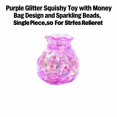 thumbnail image 3 of Purple Glitter Squishy Toy with Money Bag Design and Sparkling Beads, Single Piece, for Relaxation, 3 of 3