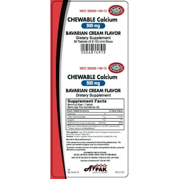 AvKare Chewable Calcium Tablets, 500 mg, 30 Count
