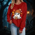 thumbnail image 4 of Enyan Womens Halloween Shirts Long Sleeve Pumpkin Shirts Funny Ghost Graphic Tee Fall Tops Womens Halloween Tshirt Red,S, 4 of 7