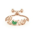 thumbnail image 2 of ANGARA Natural Pave-Set Emerald Heart Love Bolo Ring in 14K Rose Gold for Women (Size-1.1mm) | May Birthstone, Birthday, Anniversary, Jewelry Gift for Women | Natural Emerald Ring, 2 of 9