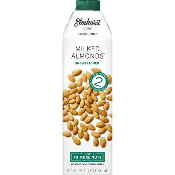 Elmhurst Almond Milk, Unsweetened, 32 oz - Pack of 6