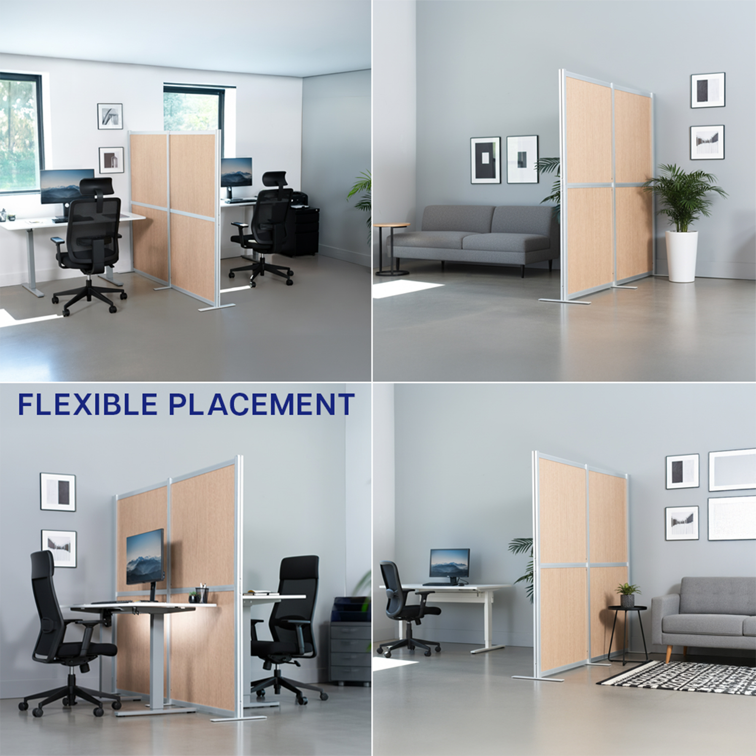VIVO Modular Wall System, 2 Wood Grain PET Panels, Office Cubicle Dividers