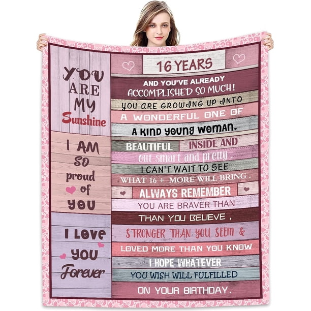 LHSHID Sweet 16th Birthday Gifts for Girls Blanket Sweet 16 Gifts for Girls 16th Bday Party Decorations for Women Blankets 50"x60"