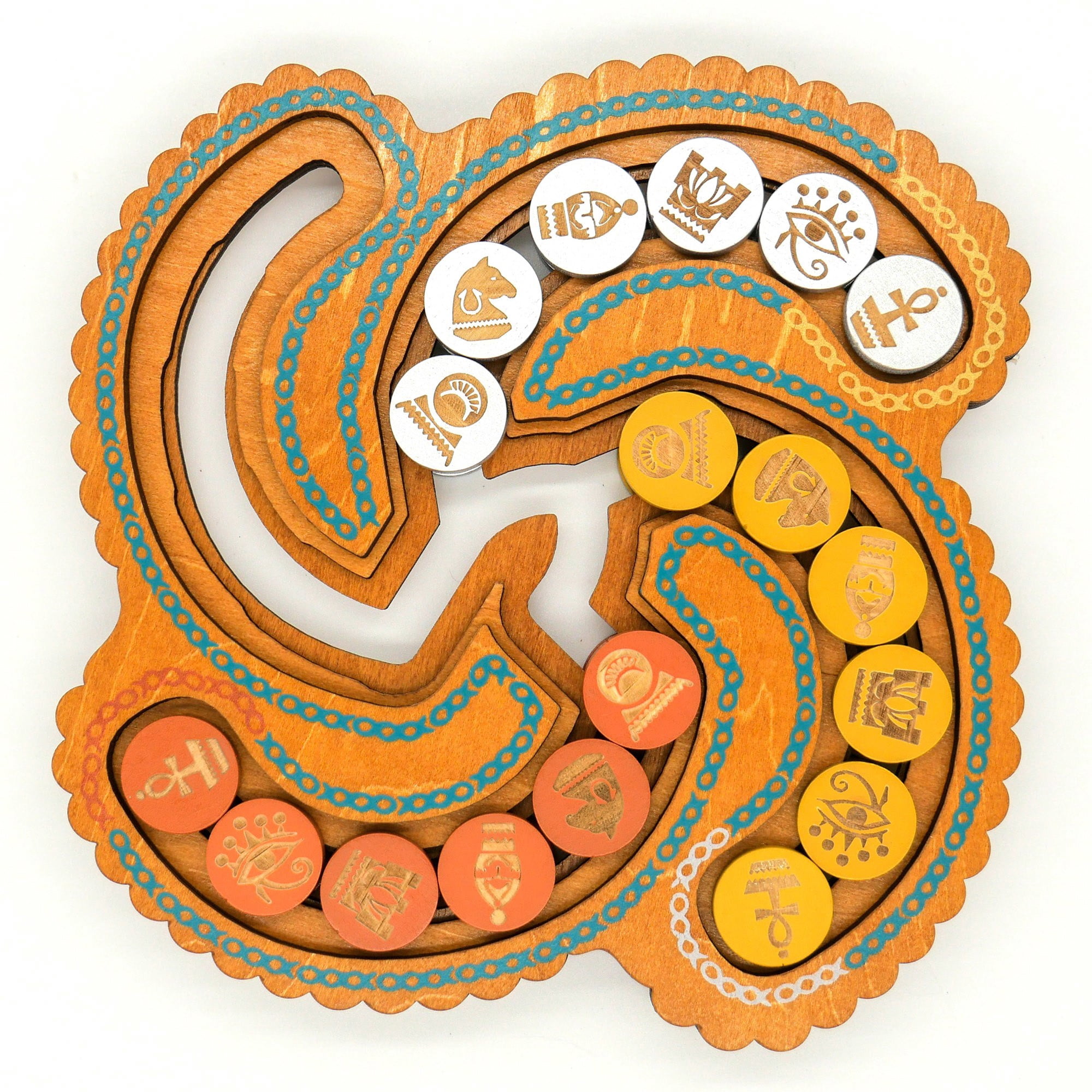 Egyptian Coin Trade – Wooden Puzzle, High Difficulty, Brainteaser Challenge to Sort the Gold and Silver Coins into Different Columns, Ages 14+