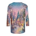 thumbnail image 5 of asdoklhq Christmas Womens Sweater Women Shiny Colorful Christmas Print Three Quarter Sleeve 3/4 Round Neck Top Short Sleeved Round Neck Top/shirt Multicolor M, 5 of 5