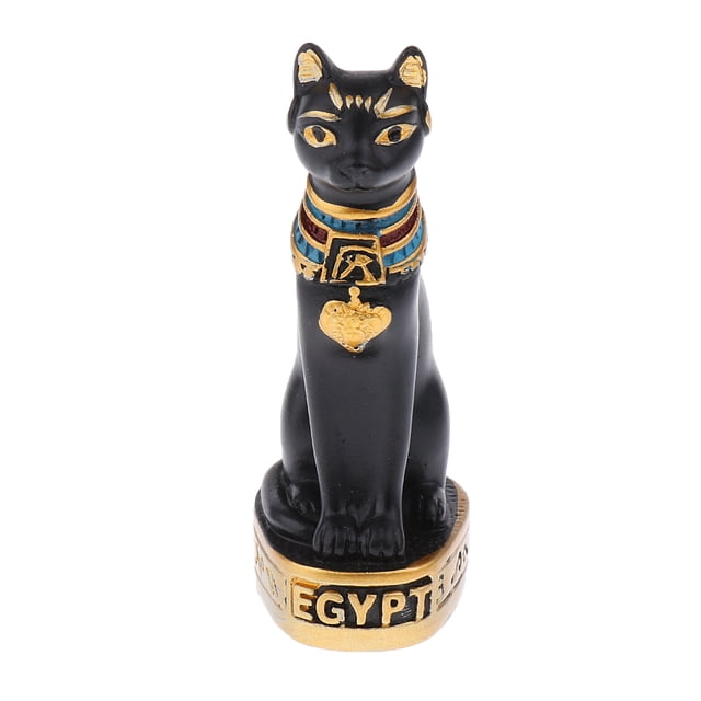 Mini estatua de gato Mau egipcio de resina, mini figura decorativa para el hogar y la oficina. Negro