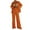 Orange, variant on ICHUANYI Women's Fashion Solid Long-Sleeve Shirt and Full-Length Button Pajama Set Fall Winter Clothes