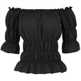 thumbnail image 1 of Pirate Shirt Women Boho Blouse Off Shoulder Ruffle Shirts Black XL, 1 of 4