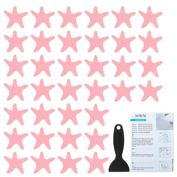 Uxcell Bathtub Non Slip Stickers Safety Shower Floor Anti Slip Stickers with Adhesive Decals Scraper for Bath Tub Shower Pink