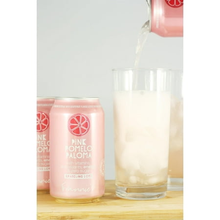 KauffmanTreats Frannie Sparkling Beverage- Zero Calories & Sugar, Aspertame Free: 24-Ct Case 12 Oz. Cans Pink Pomelo Paloma