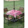 thumbnail image 3 of Outdoor Tablecloth with Umbrella Hole and Zipper, Pink Marble Square Table Cloth 54x54 Inch Waterproof Tablecloth, Modern Ombre Abstract Fluid Aesthetic Art Picnic Table Cover for Patio Camping, 3 of 7