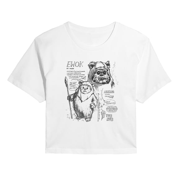 Star Wars - Ewok Field Guide - Juniors Cropped Graphic T-Shirt