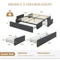 thumbnail image 6 of SHA CERLIN Dark Grey Queen Size Platform Bed Frame with 3 Storage Drawers, Adult, 6 of 6