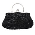 thumbnail image 1 of EeaseMX Bolsos vintage hechos a mano para cenas de mujer, bolsos de novia con perlas para banquetes (negros), 1 of 3