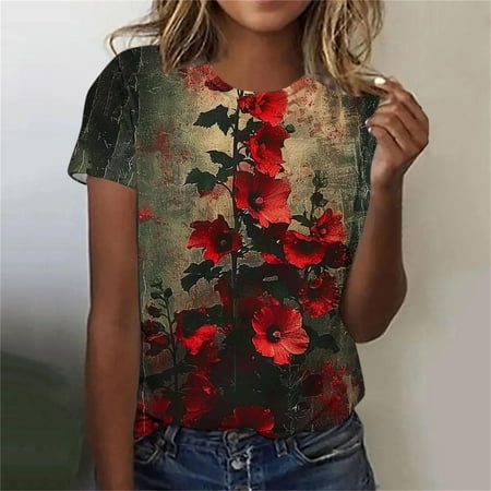 LiMoi Short Sleeve Teen Tops Womens Tops Casual V Neck Summer Oversized Graphic Tshirts for Women Plus Size T Shirts for Women Graphic Get it Fast