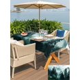 thumbnail image 5 of Outdoor Tablecloth with Umbrella Hole for Patio/Picnic/Party/Camping, Dark Green Forest Waterproof Table Cloth Rectangle Table Cover Washable, Nature Foggy Mountain Pine Tree (60"x 102"), 5 of 9