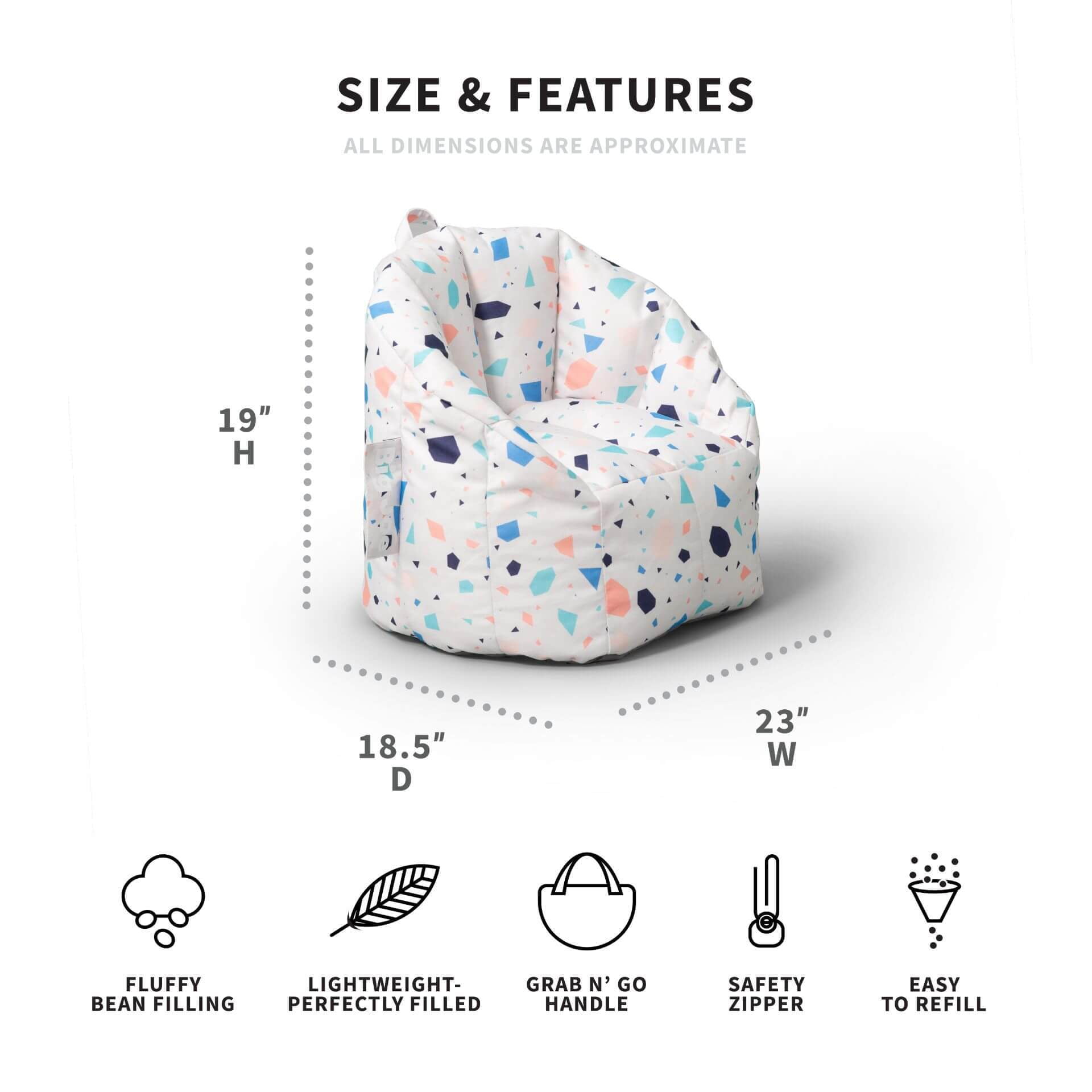 Big Joe Milano Child-Sized Bean Bag Chair, Durable Woven Polyester