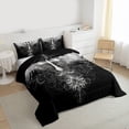 thumbnail image 3 of Feelyou Gothic Cross Print Queen Comforter Set for Teen, Dreamy Angel Wing Bedding Sets, Artwork Graffiti Reversible Bedding Comforter Set, Microfiber Bedroom Decor, 3pcs, 3 of 8