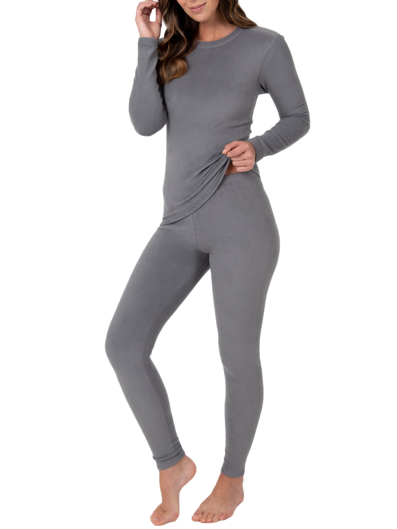 Fruit of the Loom Women's & Women's Plus Stretch Fleece Thermal Top and Bottom Set