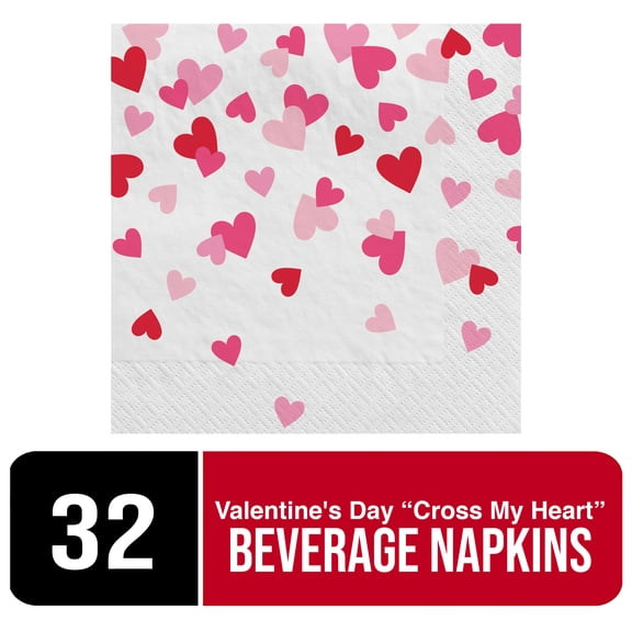 Amscan Valentine’s Day Heart Luncheon Napkins – 2-Ply, 32 Count