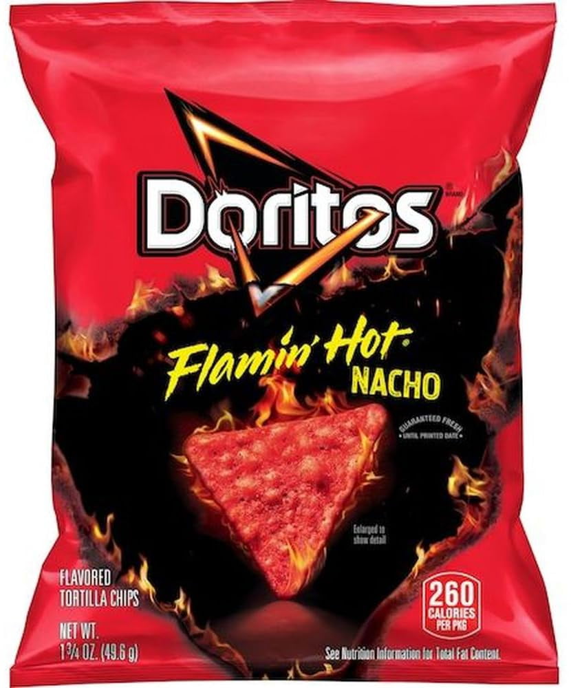 Doritos Flamin Hot Nacho Tortilla Chips, 1.75 oz, 12 Pack with Mystery Gift