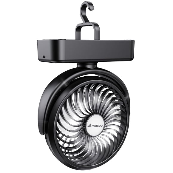 Ventilador portátil para acampar AMACOOL con linterna LED, 40 horas de tiempo de trabajo