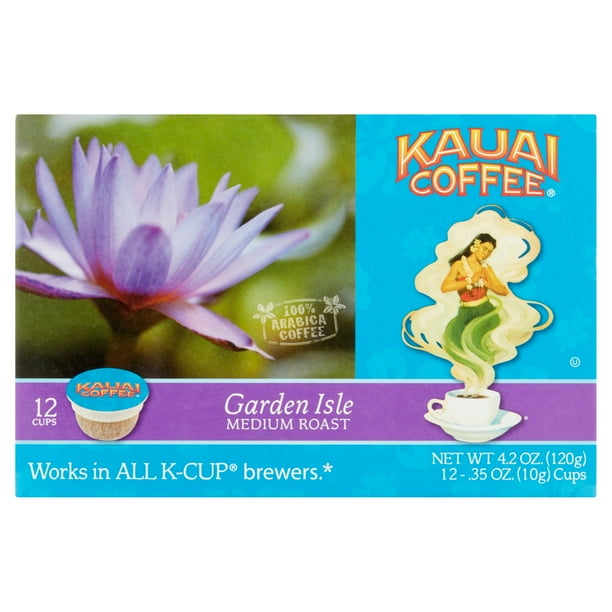 Kauai Coffee Garden Isle Hawaiian KCup Coffee Pods, Medium Roast, 12