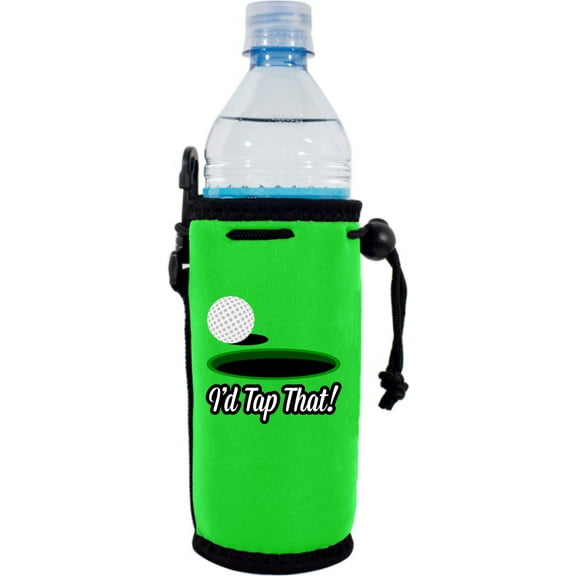 I'd Tap That Golf Neoprene Water Bottle Coolie (Bright Green)