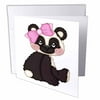 3dRose Cute Black and White Sitting Panda Bear With Pink Bow, Greeting Cards, 6 x 6 inches, set of 12