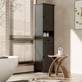 thumbnail image 2 of LAUSAINT HOME Bathroom Storage Cabinet, Tall Black Storage Cabinet with 2 Doors  for Home, Kitchen, 2 of 10