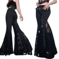 thumbnail image 2 of Patchwork Lace Flared Pants Women Gothic Dark High Waist Hip Hop Slim Fitting Trousers 2023 Street Pants, 2 of 9