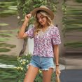 thumbnail image 4 of FJUCHAI Women's Print Shirts Summer Casual Crewneck Short Sleeve Blouses Cute Floral Loose Tops, 4 of 9