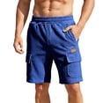 thumbnail image 2 of Mens Cargo Shorts Soild Color Casual Fashion Mens Shorts Elastic Waist Hiking Outdoors Athletic Shorts with Multi-Pocket for Summer Vacation, 2 of 7
