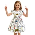 thumbnail image 3 of FYDUU Toddler Girls Back To School Dress Cute Print Flutter Sleeve Dress Casual Sundress Soft Summer Dresses for Kids First Day of School Outfit 7-8 Years, 3 of 5