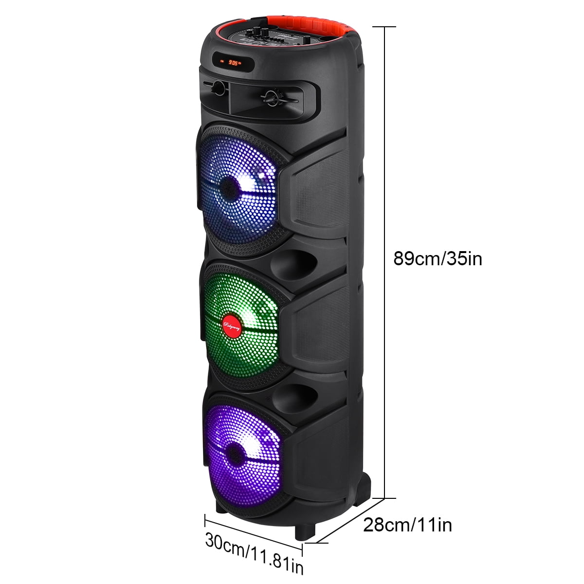 Portable Bluetooth Speaker Triple 8" Wireless Speaker w/ Mic Handle Sound Singing PA System AUX FM