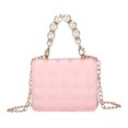 thumbnail image 1 of Bolso de hombro de color puro de PU con rejilla retro para mujer Mini monedero de perla informal (rosa) Likrtyny Para estrenar, 1 of 8
