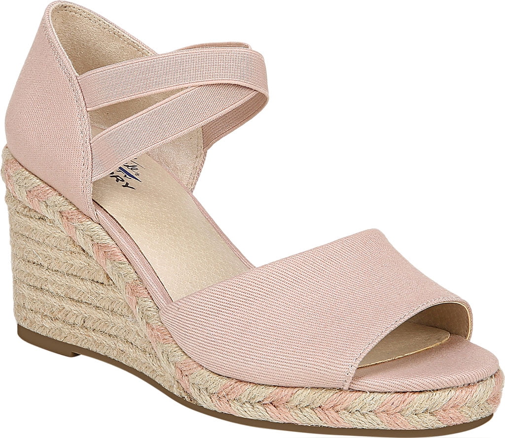 blush wedge heels
