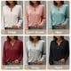 thumbnail image 3 of Blusa cepillada para mujer, camisa con cuello en V, manga larga, hombros caídos, con botones, sudade Abanopi Azul/Extragrande, 3 of 7
