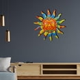 thumbnail image 2 of Decoración de pared de metal con cara de sol para interiores y exteriores, estrella de la luna del sol, decoración de pared para colgar en metal y vidrio, para exteriores, sala de estar, dor, 2 of 5
