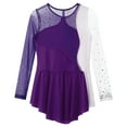 thumbnail image 5 of iixpin Kids Girls Long Sleeve Figure Ice Skating Dress Ballet Dance Leotard Competiton Costume Dancewear Purple 10, 5 of 6