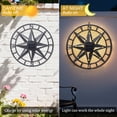 thumbnail image 2 of 22.05 Inch Compass Star Metal Wall Decor with Solar LED Lights,Nautical Accent for Patio, Garden & Indoor Spaces, 2 of 6